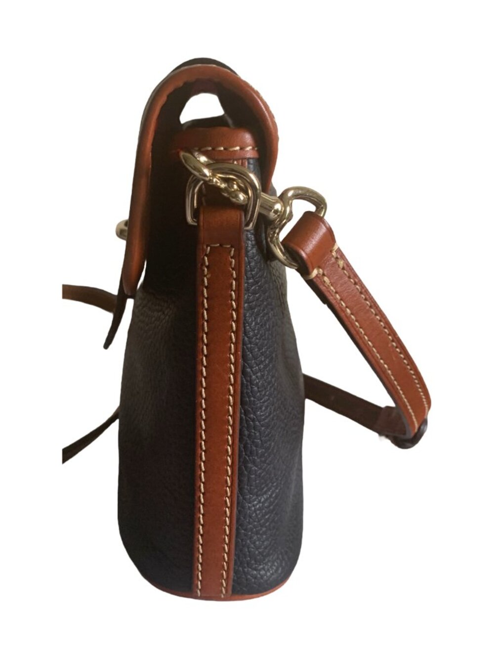 DOONEY & BOURKE Navy Blue & Brown Holly Pebble Grain Leather Crossbody Bag - Picture 5 of 8